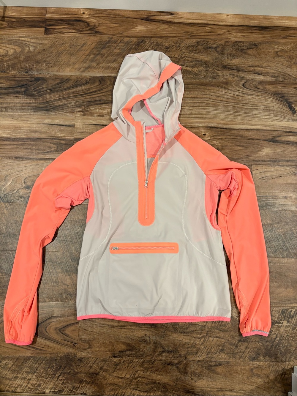 lululemon athletica Coral and Beige Hooded 1/2 Zip Pullover Jacket
